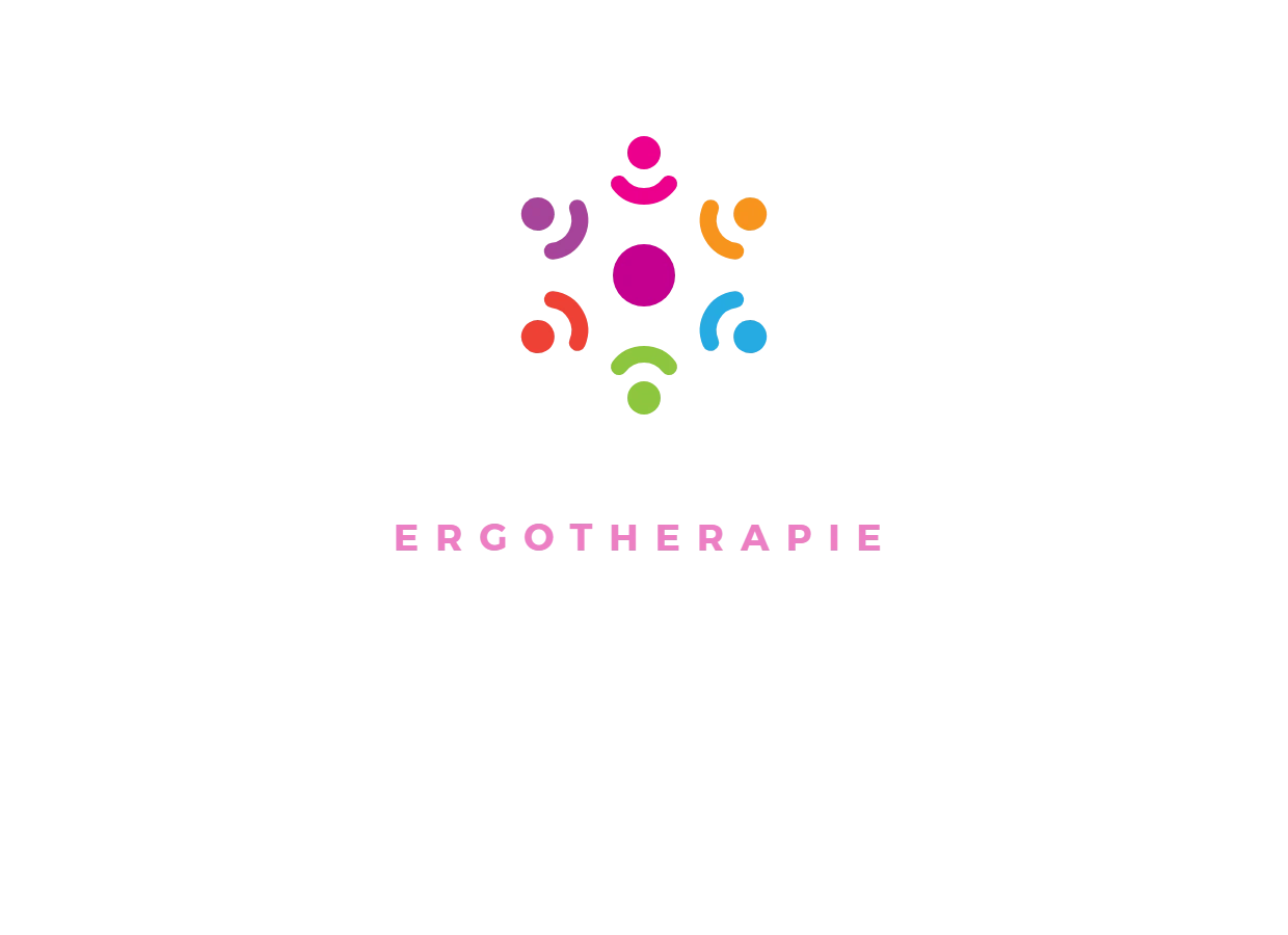 Logo van Ergotherapie Valenti: zes gekleurde figuren in een kring